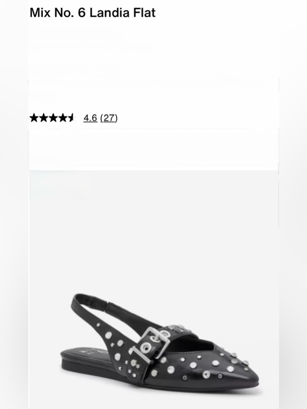 NWOT Mix No. 6 Landia Studded Black Slingback Flat